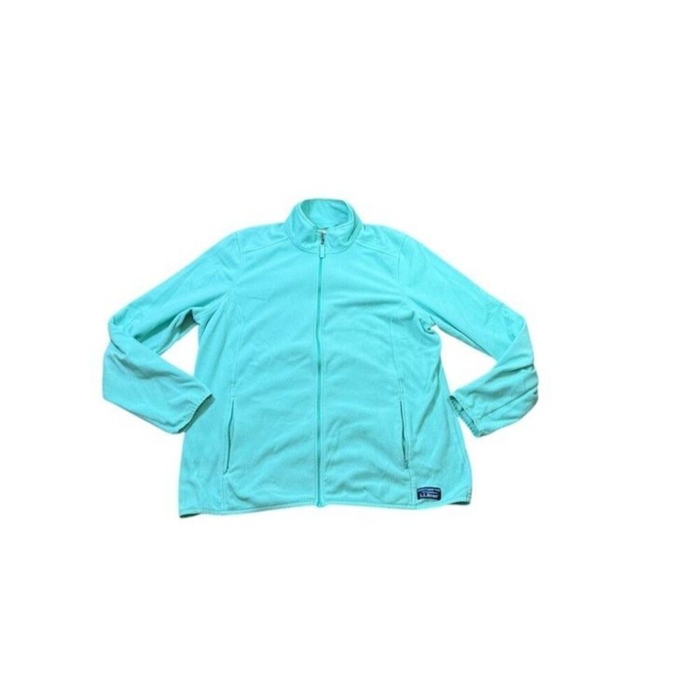 LL Bean Lightweight Fleece Womens Size XL Full Zip Jacket L.L. Turquoise Blue